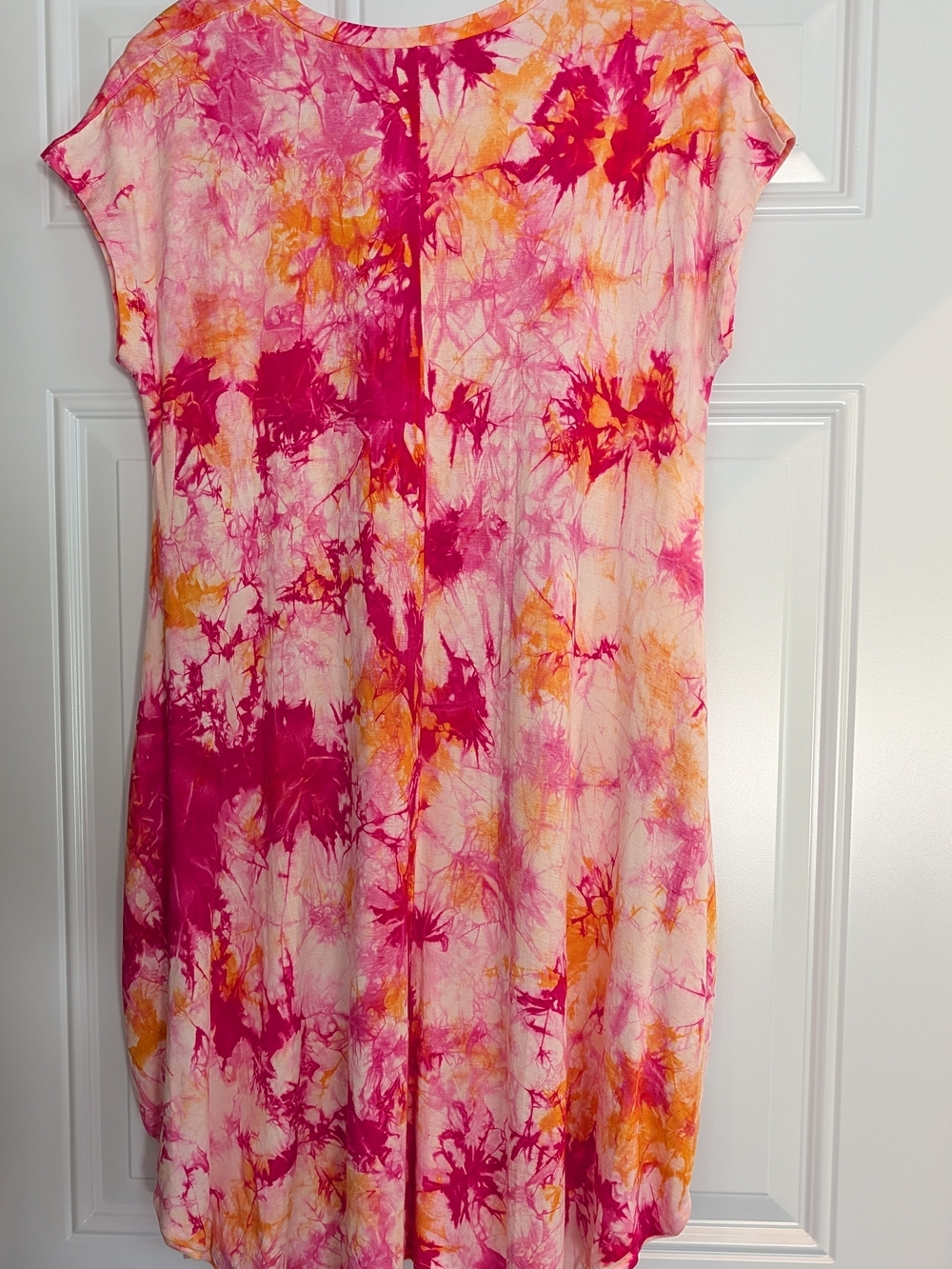 Funsport Pink & Orange Tie-Dye V-Neck Dress - Picture 2 of 6